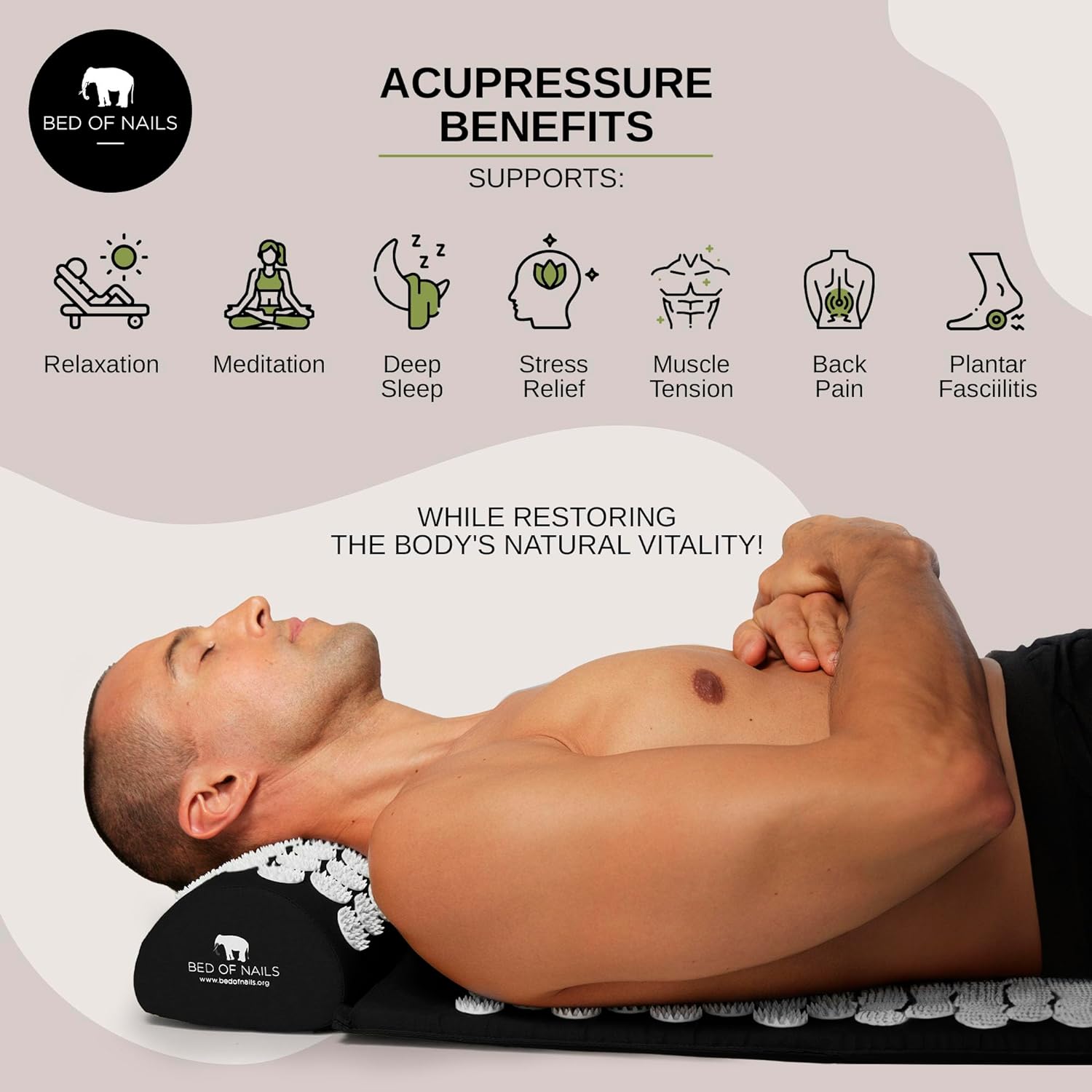 Acupressure Mat & Pillow - Black