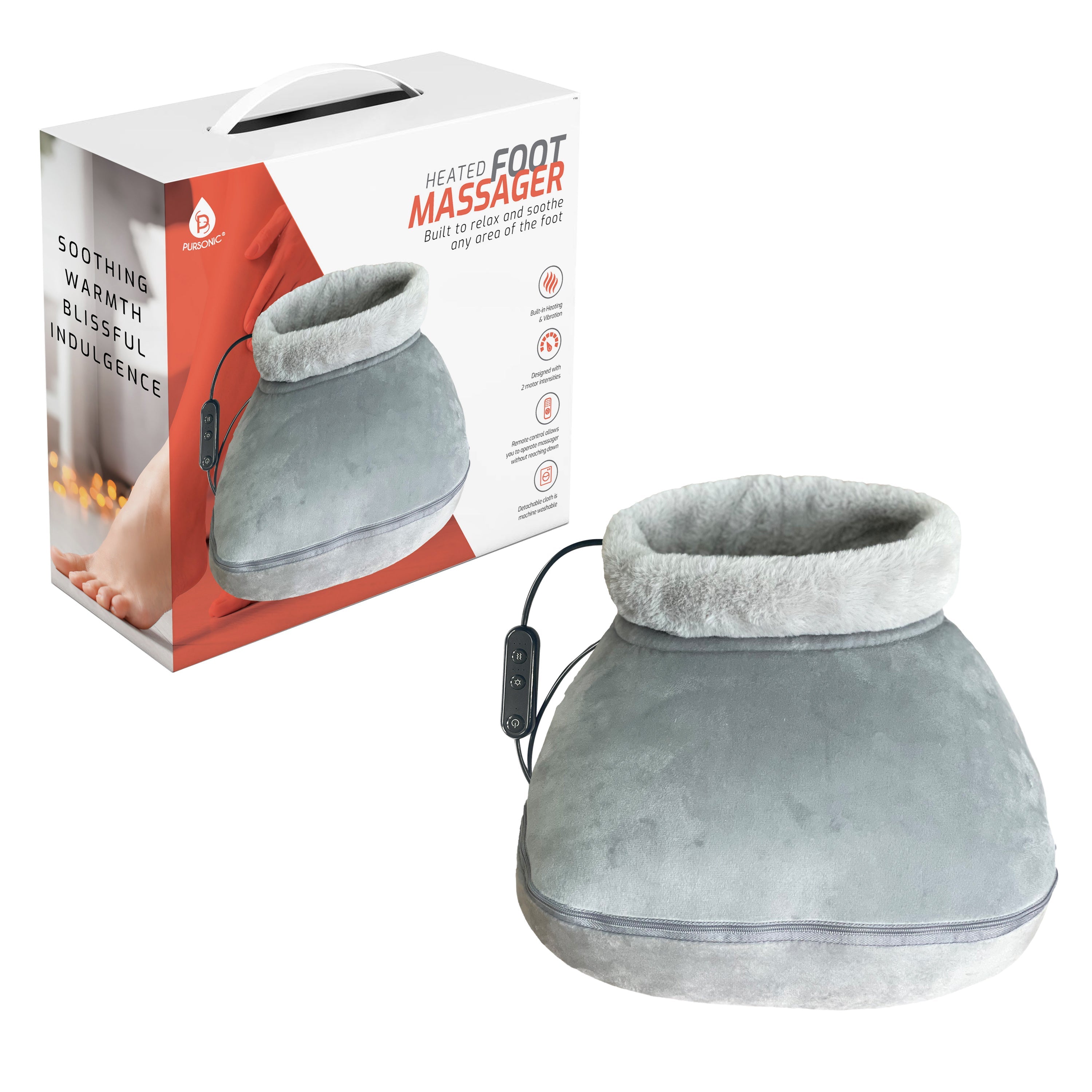 Heated Foot Massager with Remote Control, Folding Design, and Dual Motor Intensities