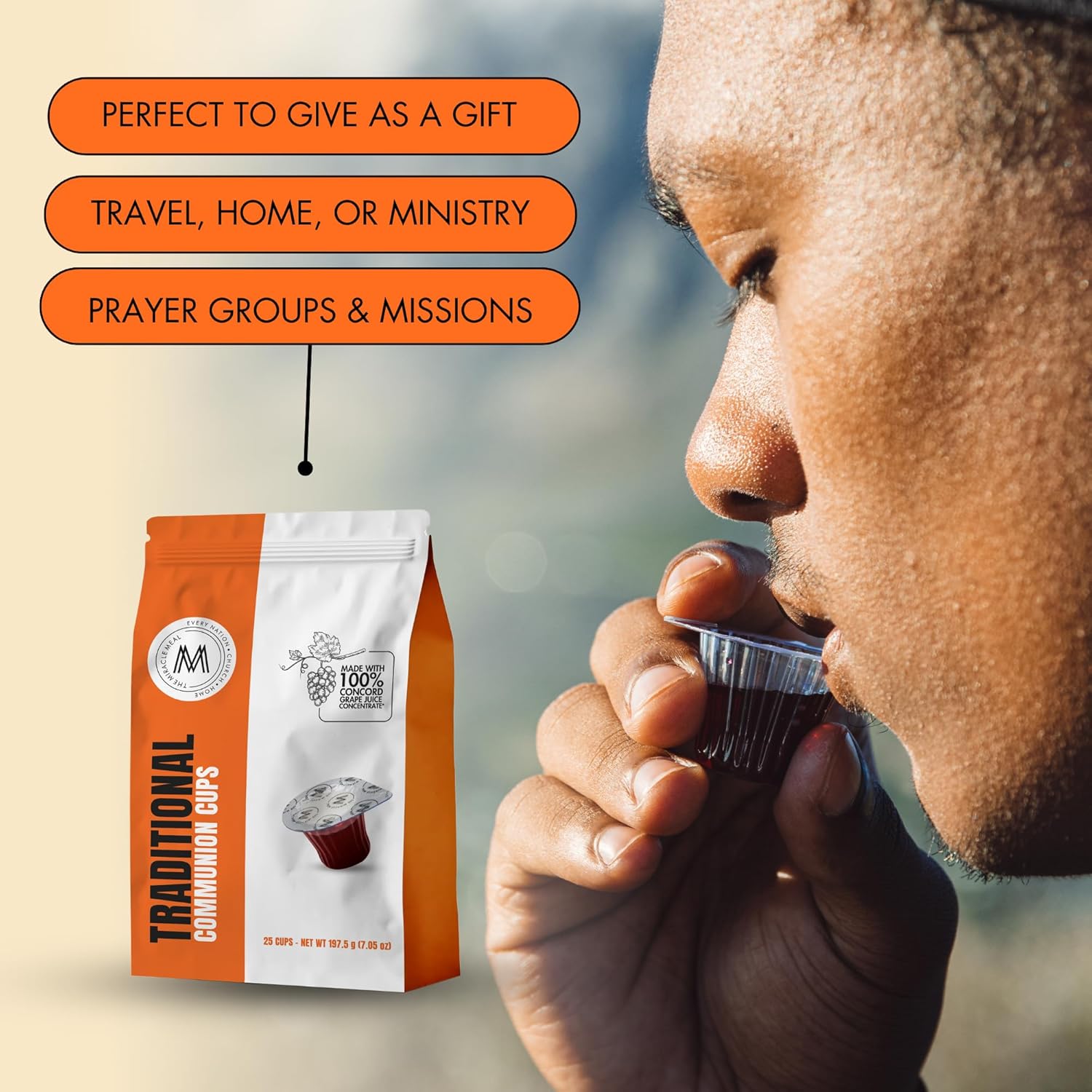 Miracle Meal Communion Cups Pre-filled with Wafer & 100% Concord Grape Juice