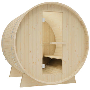 4-Person Outdoor Barrel Traditional Steam Sauna with Shingled Roof