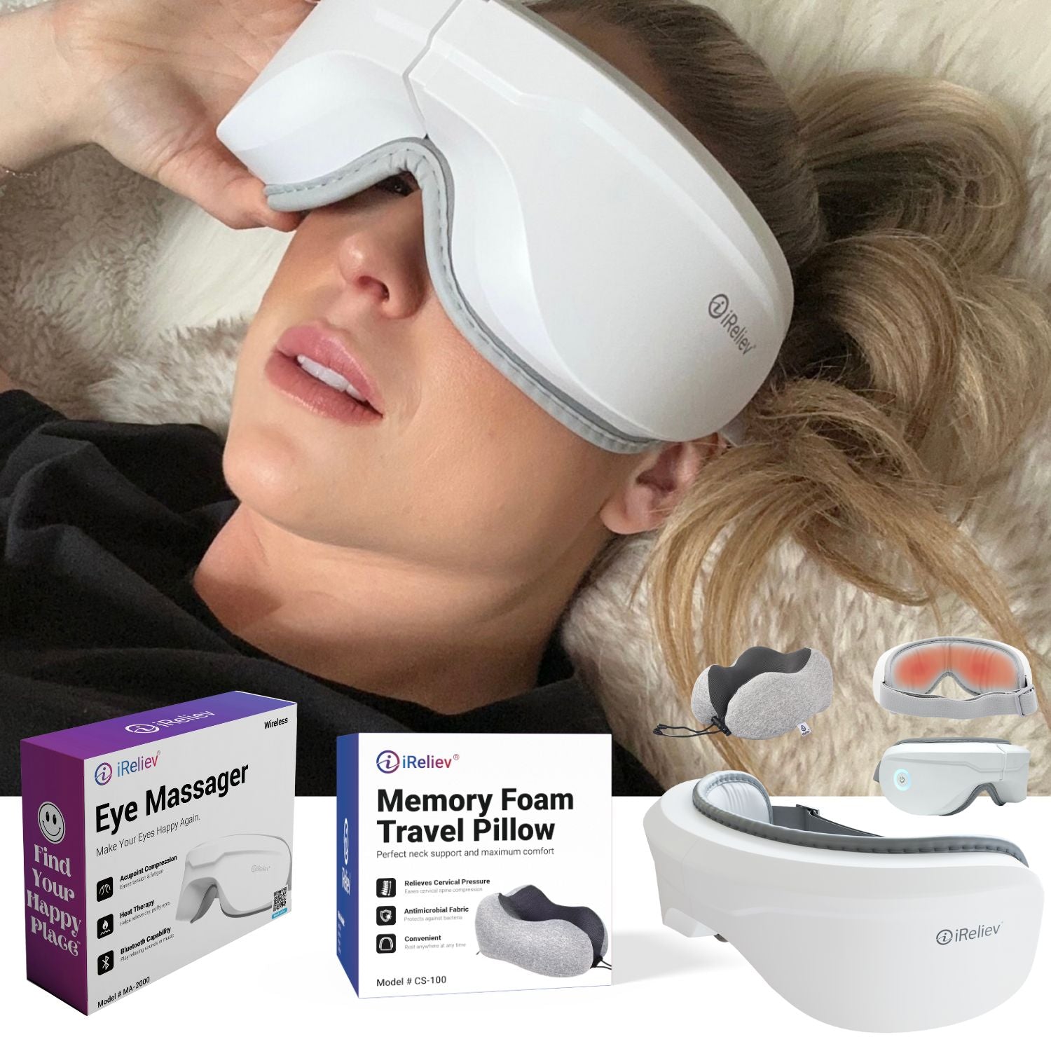 Ireliev Relaxable Eye Massager with Heat - Eye Care Massager Ireliev Relaxable Eye Massager with Heat - Eye Care Massager