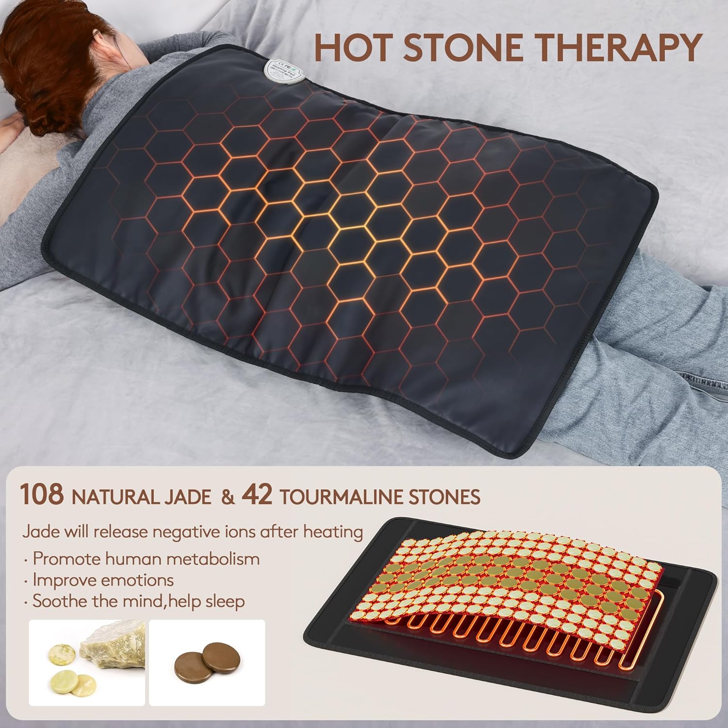 Far Infrared Natural Jade and Tourmaline Heating Pad, 31