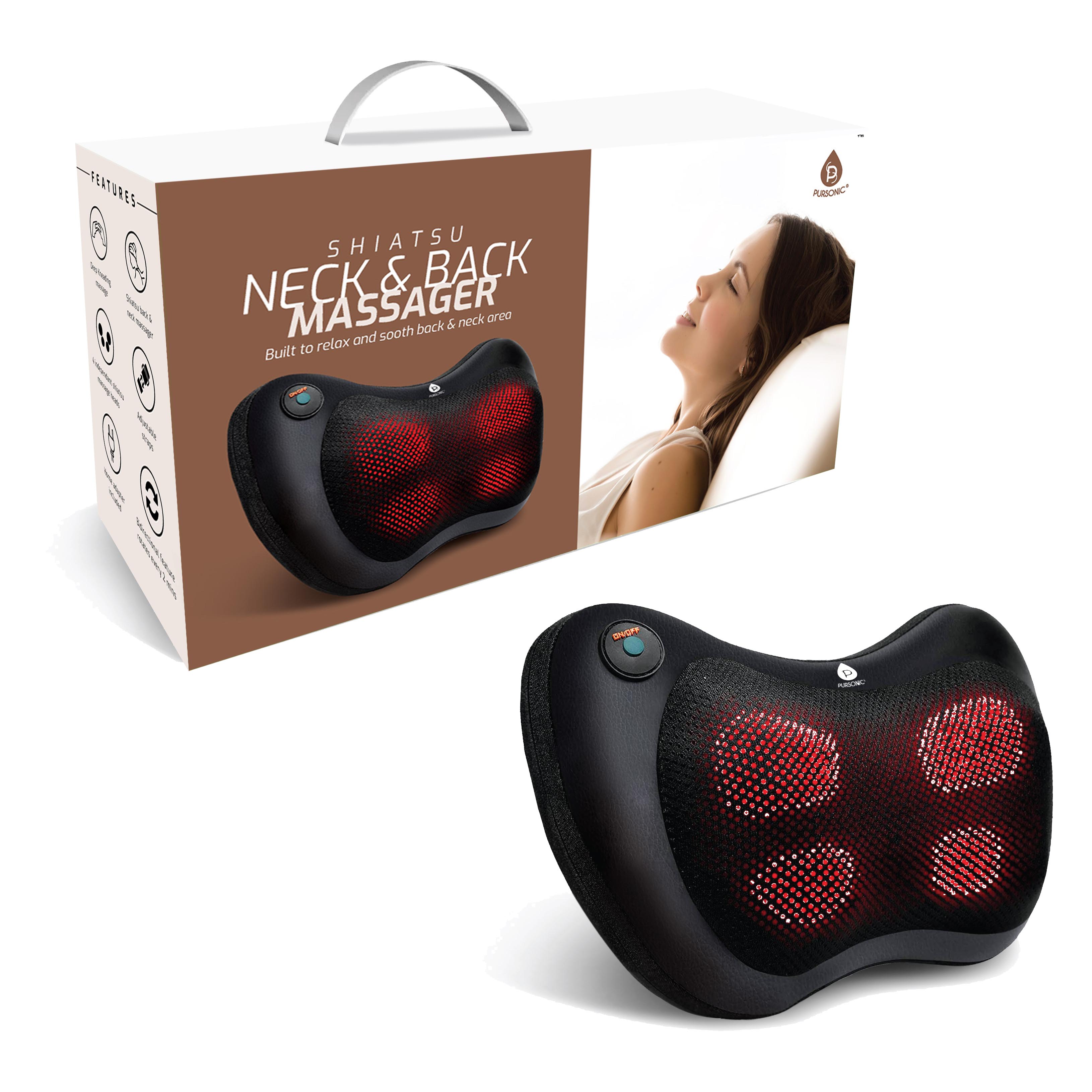 Travel Neck & Back Massager with Shiatsu & Heat