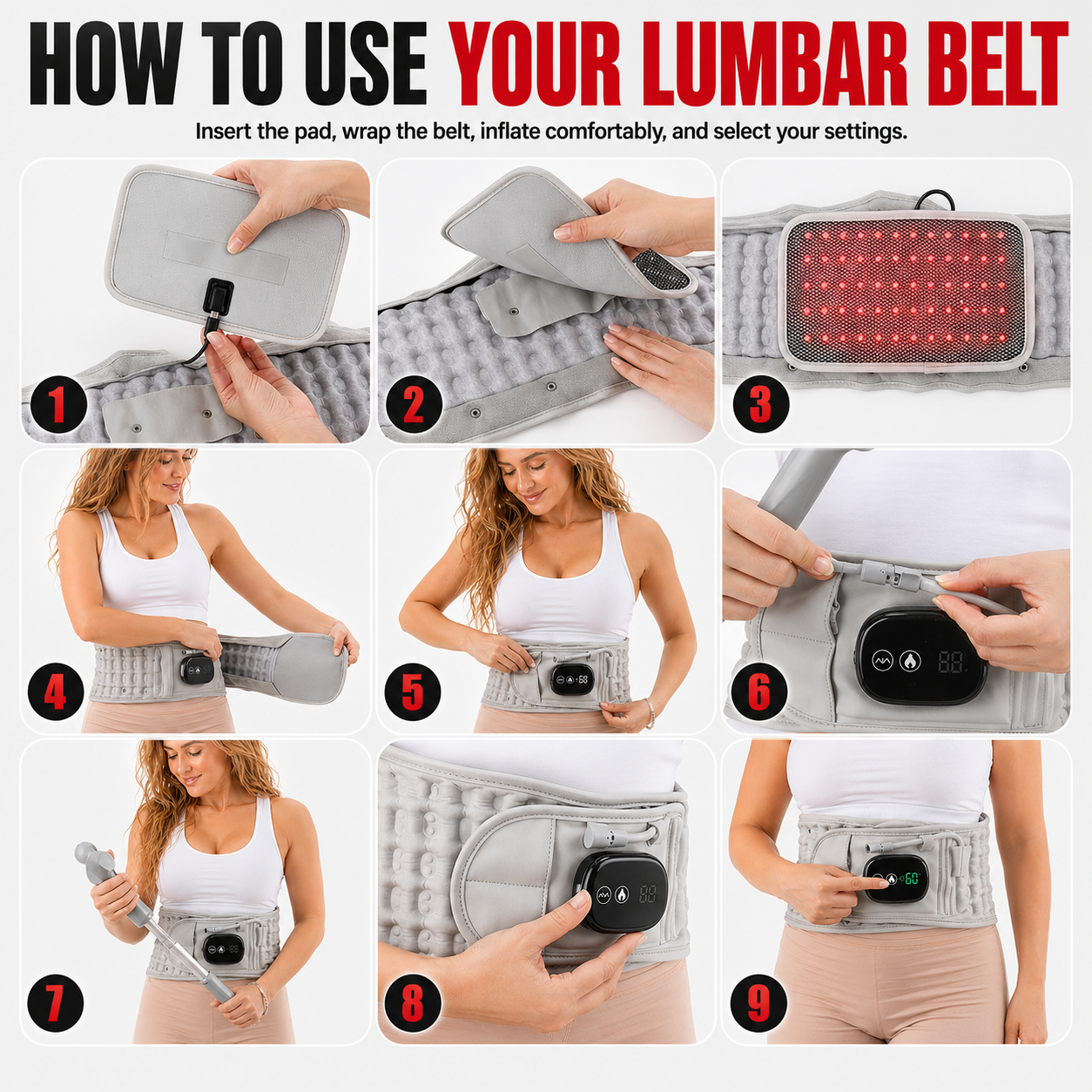 Inflatable Decompression Belt with Rechargeable Battery