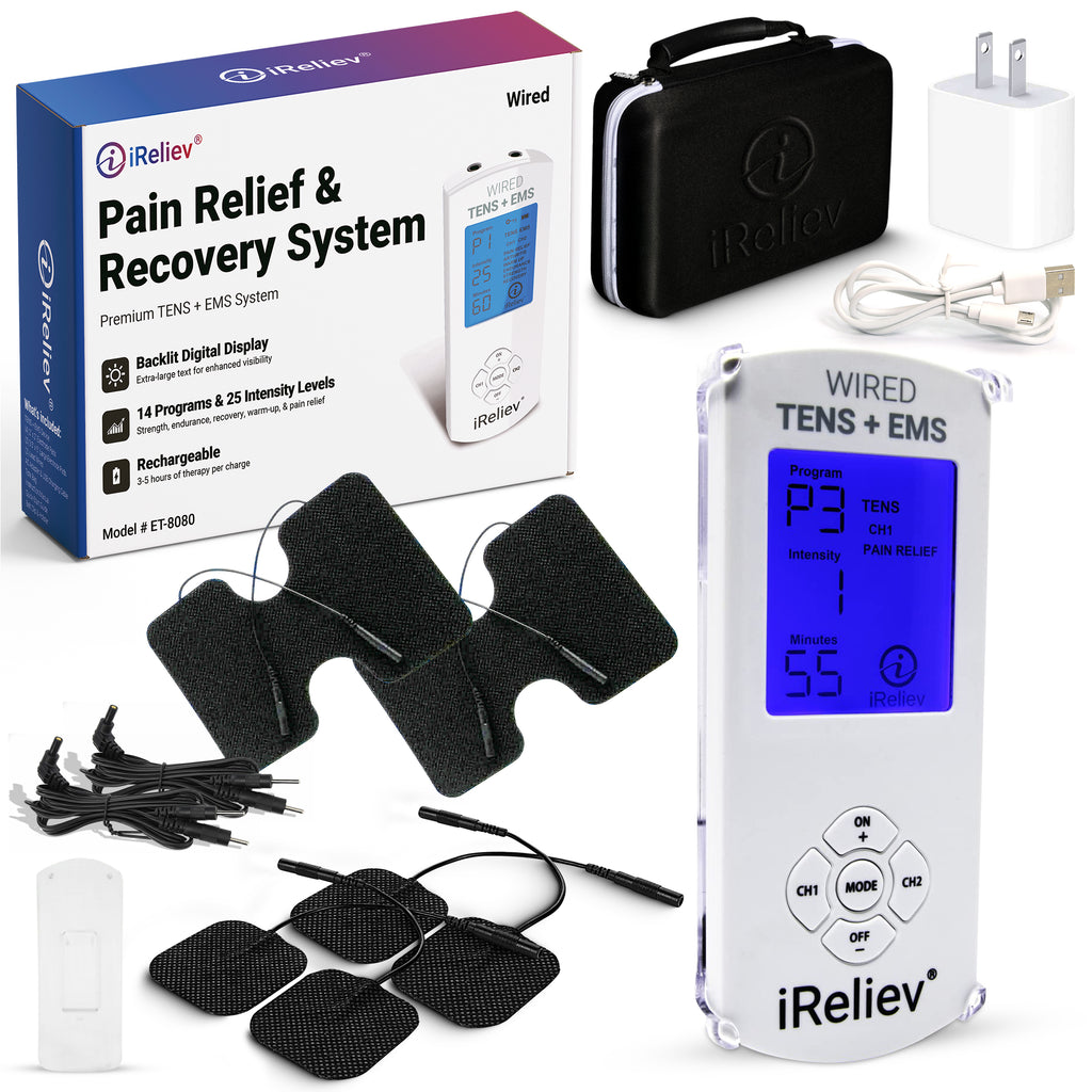 Premium Wired TENS + EMS Muscle Stimulator System | iReliev