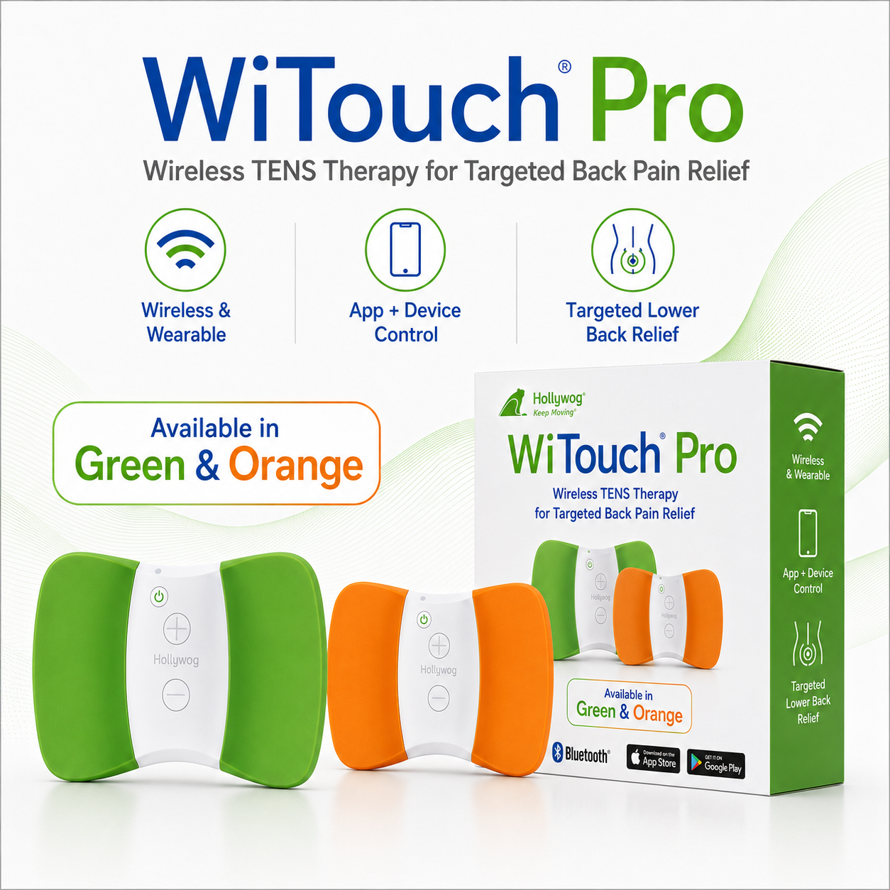WiTouch Pro Wireless TENS Unit for Back Pain Relief