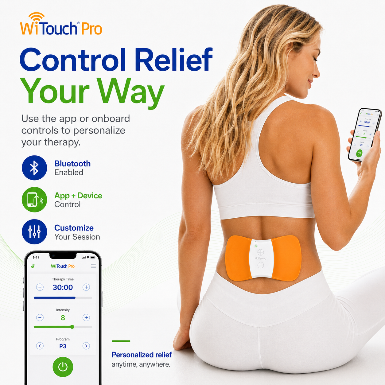 WiTouch Pro Wireless TENS Unit for Back Pain Relief